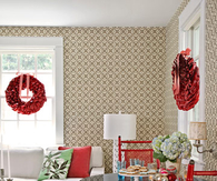 Red metallic wreaths