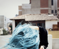 Messy blue hair