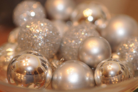 Silver glitter ornaments