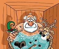 Frosty in the hot tub