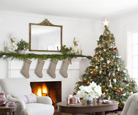 Beautiful White Christmas Living Room