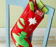 Retro ornaments felt stocking