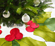 Holly leaves christmas tree skirt