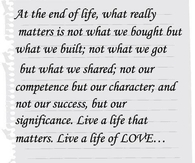 Live a life of love