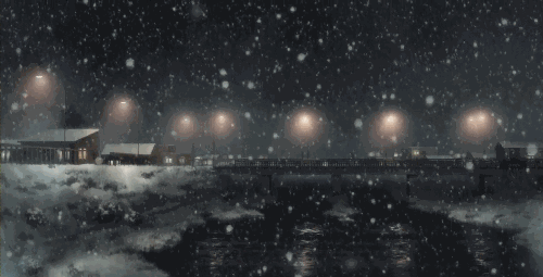Night snow