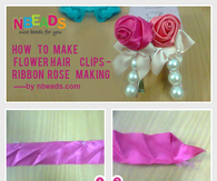 How to Make Flower Hair Clips - Ribbon Rose Making