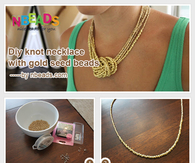 DIY Knot Necklace with Gold Seed Beads