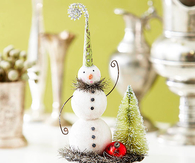 Tiny clay snowman display