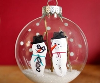 Fingerprint Snowman Glitter Ornament