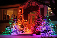 Colorful luminated home exterior