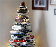Christmas tree out of books