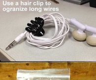 Using hair clip to organize wires