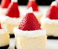 Santa hat white chocolate cheesecake bites