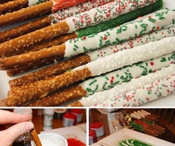 Christmas white chocolate dipped pretzels