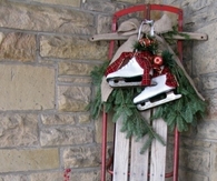 Sled and ice skate decor