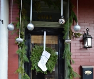 Silver and evergreen outdoor decor