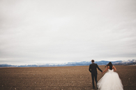 Outside wedding couple