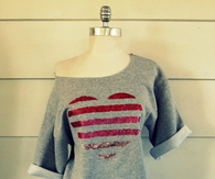 Glitter, striped heart sweatshirt