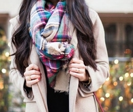 Plaid scarf and peacoat