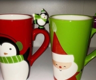 Penguin and santa mugs