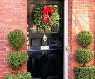 Simple bush and ribbon wreath design