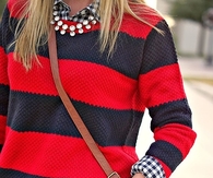 Striped sweater and chunky jewelry