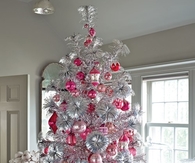 Pink ornament and silver tree
