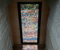 Glass door made of swatches