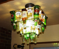Beer bottle chandelier