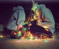 Christmas lights kiss