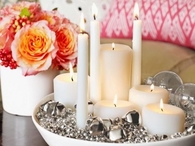 Candles decor with christmas bells
