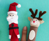 Santa and rudolph finger puppets