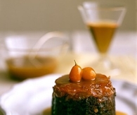 Toffee kumquat pudding