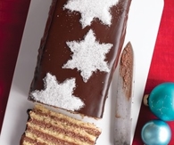 Glazed chocolate layer cake