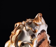 Baked alaska with chocolate cake