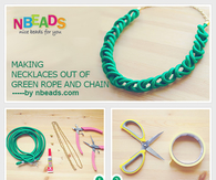 Making Necklaces Out of Green Rope And Chain