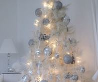 White tree with silver ornaments