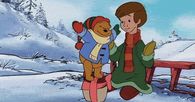 Winnie the pooh hugging christopher robin