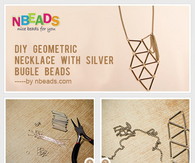DIY Geometric Necklace with Silver Bugle Beads