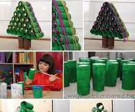 Christmas tree out of toilet paper rolls