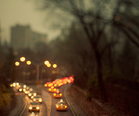 Cabs and bokeh lights