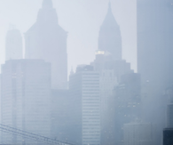 Hazy city traffic