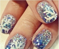 Snowflake glitter nail art