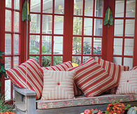 Bright red porch