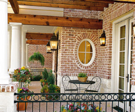 Colorful potted porch