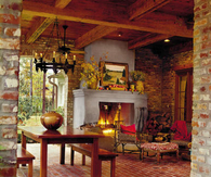 Cozy brick porch