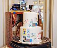 Vintage stamp wedding cake