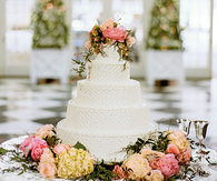 Basketweave pattern wedding cake