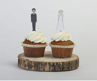 Bride and groom cupcake toppers