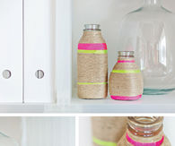 DIY Neon String Wrapped Vases